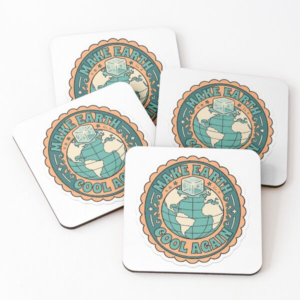 Item preview, Make Earth Cool Again Retro Vintage Badge Style Flat Vector Sticker designed and sold by KINGSMILESTORE.