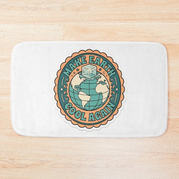Item preview, Make Earth Cool Again Retro Vintage Badge Style Flat Vector Sticker designed and sold by KINGSMILESTORE.