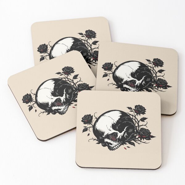 Item preview, Dark Gothic Skull with Roses & Butterfly – Emotional Burnout Aesthetic Minimal Art Sticker designed and sold by CutePearlStudio.