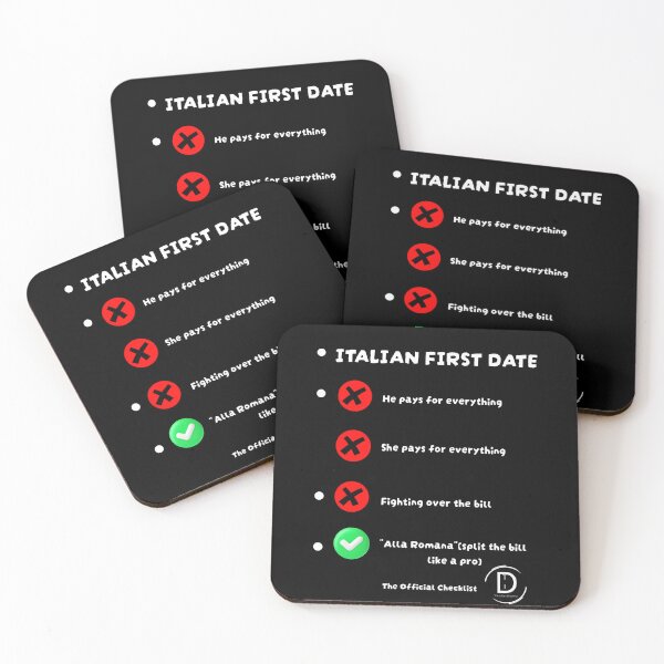 Item preview, Italian First Date Checklist - Alla Romana (Split The Bill) Funny Black Version designed and sold by TheItaliandilemma.