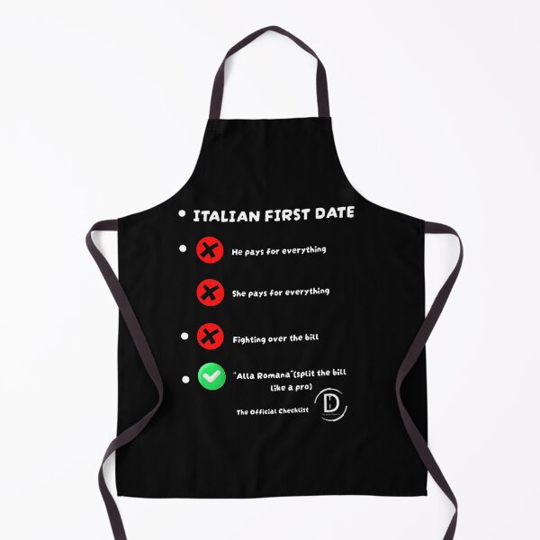 Item preview, Italian First Date Checklist - Alla Romana (Split The Bill) Funny Black Version designed and sold by TheItaliandilemma.