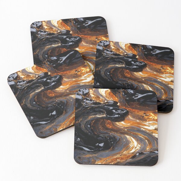 Item preview, Gilded Obsidian Molten Gold 3D Liquid Flow Abstract Art designed and sold by MakarenaCreate.
