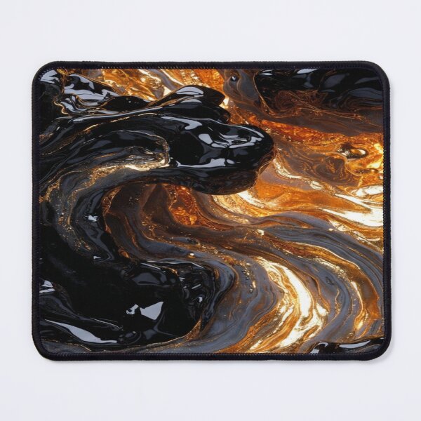 Item preview, Gilded Obsidian Molten Gold 3D Liquid Flow Abstract Art designed and sold by MakarenaCreate.