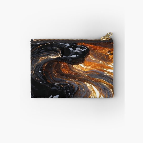 Item preview, Gilded Obsidian Molten Gold 3D Liquid Flow Abstract Art designed and sold by MakarenaCreate.