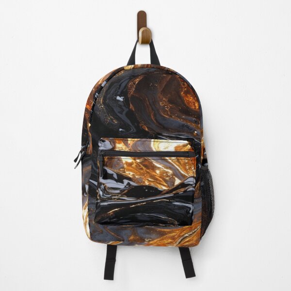 Item preview, Gilded Obsidian Molten Gold 3D Liquid Flow Abstract Art designed and sold by MakarenaCreate.