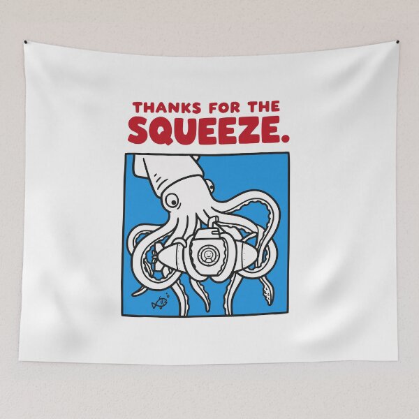 Item preview, Thanks for the Squeeze Funny Squid Deep Sea Illustration  ​ designed and sold by MotionBanana Art.