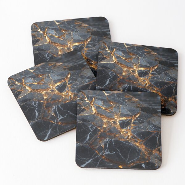 Item preview, Glow In The Dark Kintsugi Shattered Obsidian Stone Abstract Art designed and sold by MakarenaCreate.