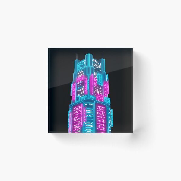 Item preview, Cyberpunk Neon Skyscraper - Futuristic City Skyline Art designed and sold by powersunlight.