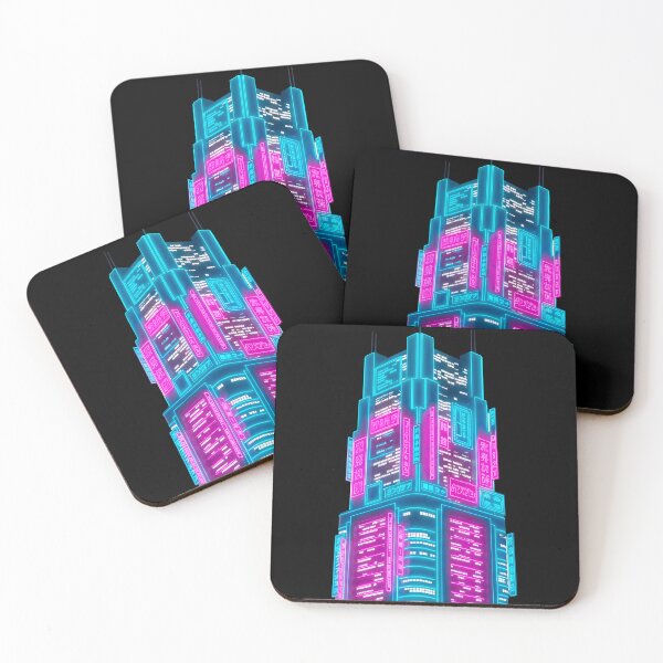 Item preview, Cyberpunk Neon Skyscraper - Futuristic City Skyline Art designed and sold by powersunlight.