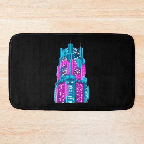 Item preview, Cyberpunk Neon Skyscraper - Futuristic City Skyline Art designed and sold by powersunlight.