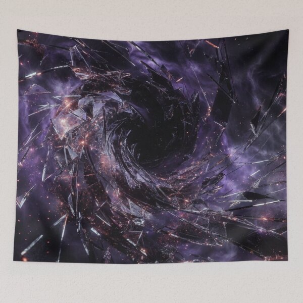 Item preview, Shattered Reality Dark Purple Cosmic Glass Vortex | Abstract Art designed and sold by MakarenaCreate.