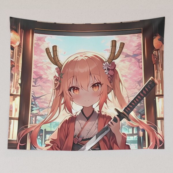 Item preview, Tohru Miss Kobayashi Dragon Maid Cherry Blossom Kimono Chibi designed and sold by TanglenRabbit.