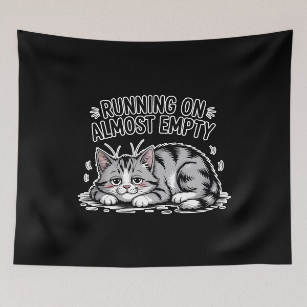 Item preview, Running On Almost Empty – Cute Tired Cat Funny Aesthetic Shirt designed and sold by ImaginedSpace7.