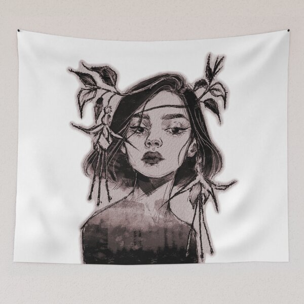 Item preview, FUCHSIA FLOWER CROWN WOMAN COFFEE designed and sold by melyverso.