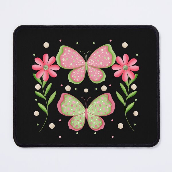 Item preview, Pink and Green Butterflies and Flowers designed and sold by NotPrettyinPink.