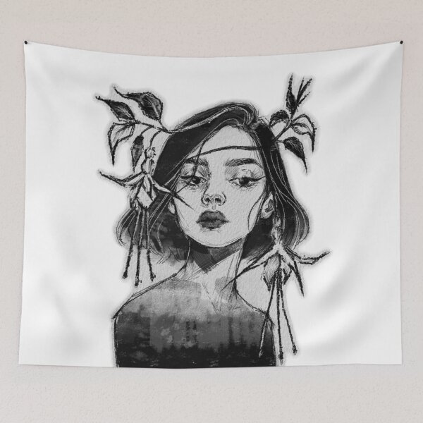 Item preview, FUCHSIA FLOWER CROWN WOMAN CHARCOAL designed and sold by melyverso.