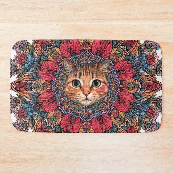 Item preview, Floral Mandala Art cat – Intricate Flower Mandala Design designed and sold by Anime9122.