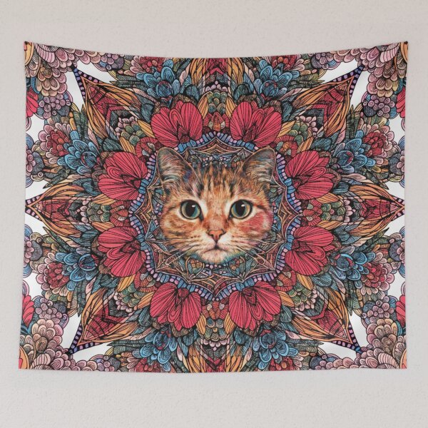 Item preview, Floral Mandala Art cat – Intricate Flower Mandala Design designed and sold by Anime9122.
