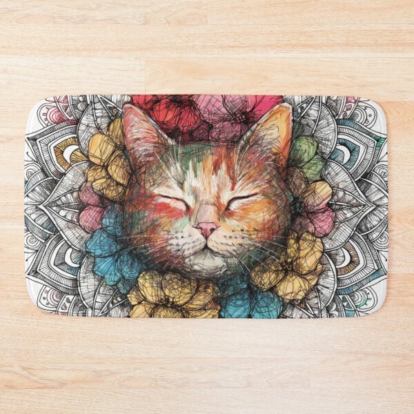 Item preview, Floral Mandala Art cat – Intricate Flower Mandala Design designed and sold by Anime9122.