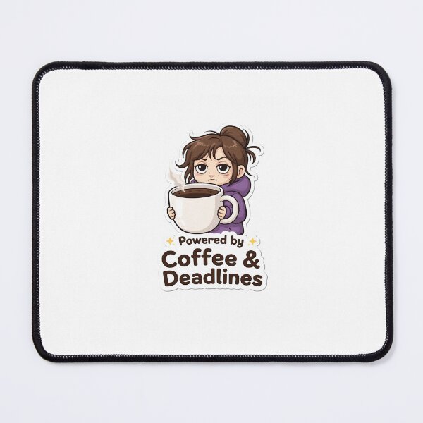 Item preview, Powered by Coffee & Deadlines Sticker designed and sold by SparkVault.