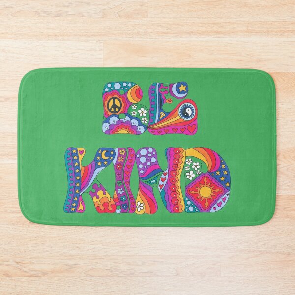 Item preview, Psychedelic Be Kind Art White– Retro Hippie Rainbow Groovy Peace Design designed and sold by Kellie Espie Art.