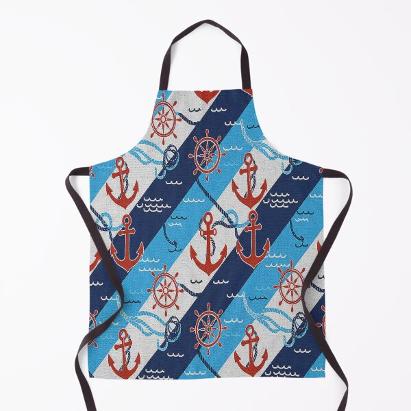 Artikelvorschau, Anker und Steuerräder im nautischen Blaumuster. entworfen und verkauft von Giulivo Store Graphic.