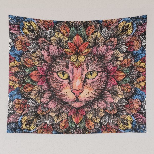 Item preview, Floral Mandala Art cat – Intricate Flower Mandala Design designed and sold by Anime9122.