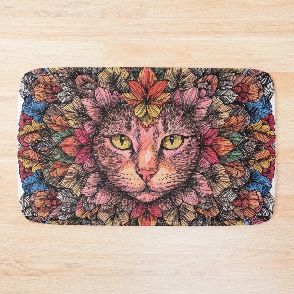 Item preview, Floral Mandala Art cat – Intricate Flower Mandala Design designed and sold by Anime9122.