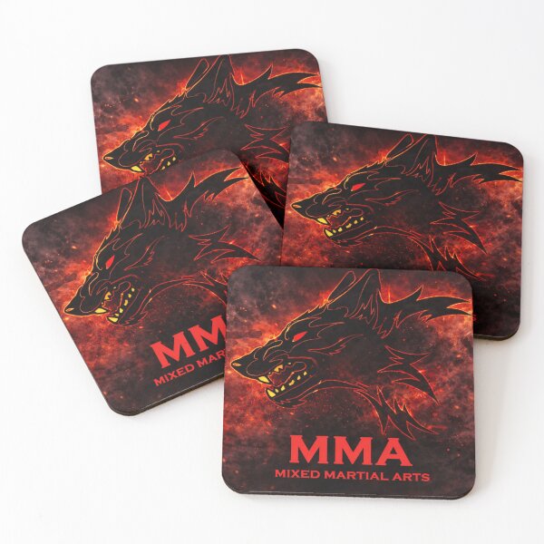 Item preview, MMA Wolf Logo Fight Instinct and Pack Strength designed and sold by Fei Long Design Hub.