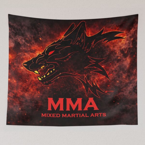Item preview, MMA Wolf Logo Fight Instinct and Pack Strength designed and sold by Fei Long Design Hub.