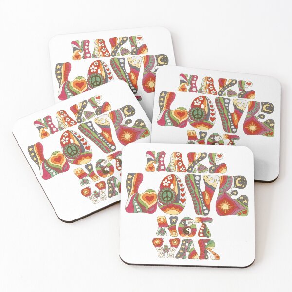 Item preview, Vintage Love Not War Art White– Retro Hippie Rainbow Groovy Peace Design designed and sold by Kellie Espie Art.