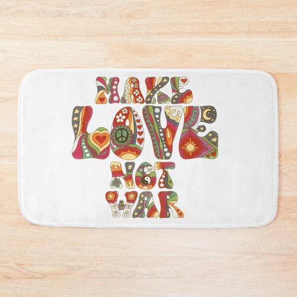 Item preview, Vintage Love Not War Art White– Retro Hippie Rainbow Groovy Peace Design designed and sold by Kellie Espie Art.