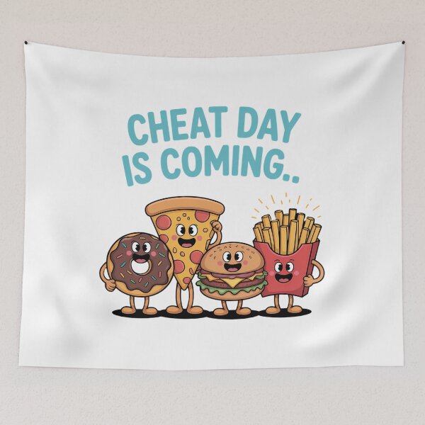 Item preview, Cheat Day is Coming - Junk Food Cartoon Pizza Fries designed and sold by Moon-Ape.