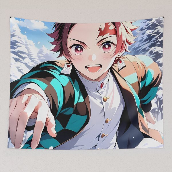 Item preview, Tanjiro Kamado Demon Slayer Winter Snow Running Joyful Adventure designed and sold by riadjamai.
