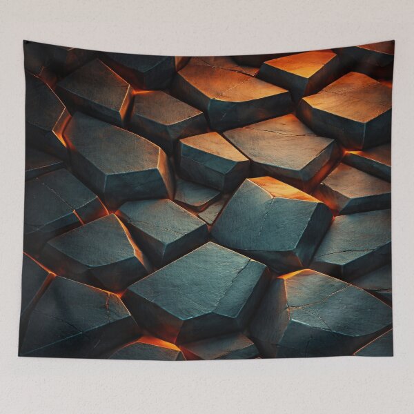 Item preview, Dark Volcanic Rock Texture with Glowing Lava Cracks designed and sold by Kaleidoscope Print.