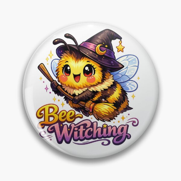 Item preview, Bee-Witching Cute Halloween Bee Witch Pun | Funny Kawaii Bee with Witch Hat & Broom designed and sold by StrayaDesign.