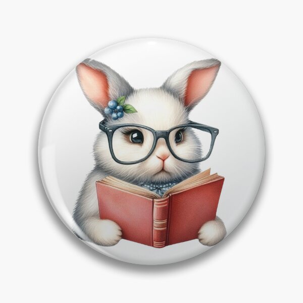 Item preview, Adorable Bunny Reading a Book with Glasses designed and sold by KrisGraphic45.