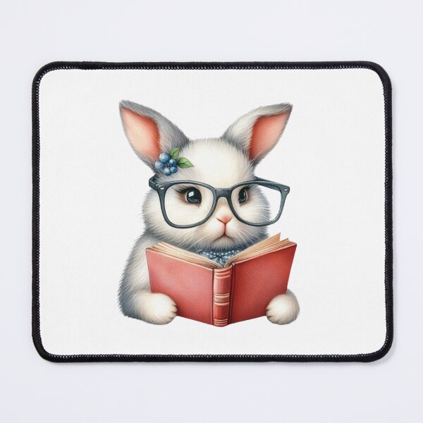 Item preview, Adorable Bunny Reading a Book with Glasses designed and sold by KrisGraphic45.