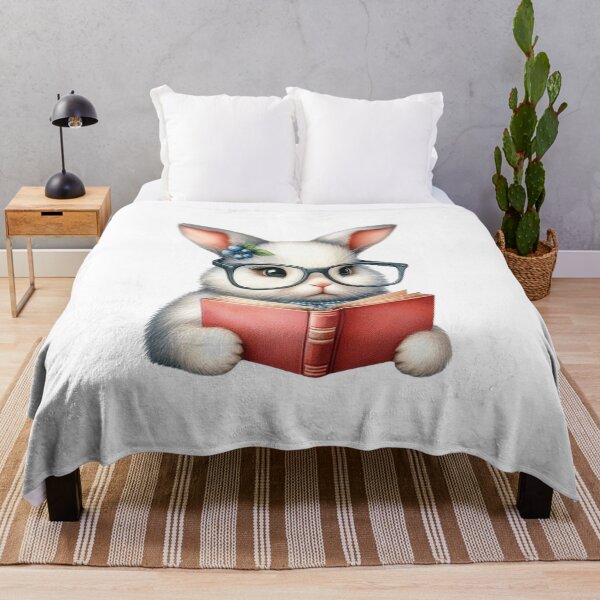 Item preview, Adorable Bunny Reading a Book with Glasses designed and sold by KrisGraphic45.