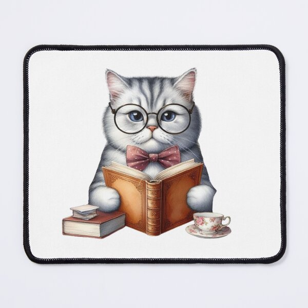 Item preview, Treść wiadomości Gemini Sophisticated Scholar Cat Reading with Tea designed and sold by KrisGraphic45.