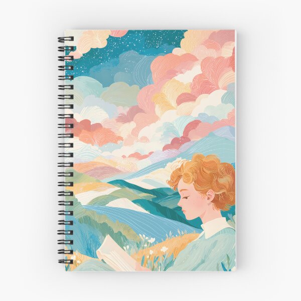 Item preview, Dreamy Landscape Illustration with Girl Reading a Book designed and sold by BobaBunny76.