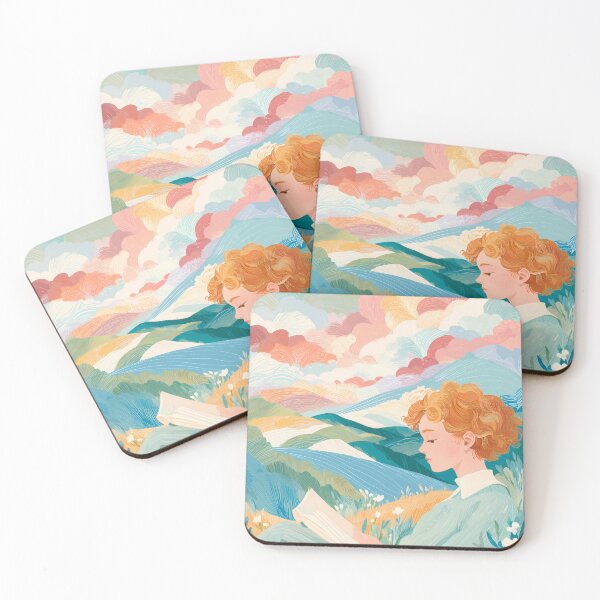 Item preview, Dreamy Landscape Illustration with Girl Reading a Book designed and sold by BobaBunny76.