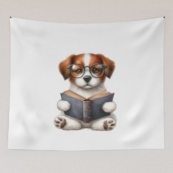Item preview,  Treść wiadomości Gemini Smart Little Puppy Reading a Book designed and sold by KrisGraphic45.