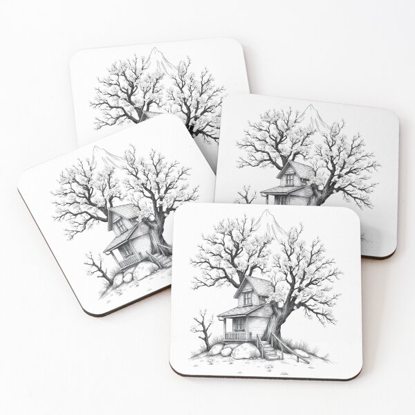 Item preview, Tree House Mountain Sketch Sticker iPhone case mug t-shirt bag designed and sold by ArtByTripti.
