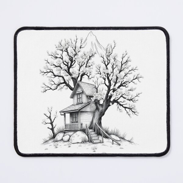 Item preview, Tree House Mountain Sketch Sticker iPhone case mug t-shirt bag designed and sold by ArtByTripti.