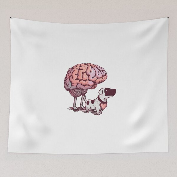 Item preview, Mind vs Heart – Funny Brain Walking Heart Dog Illustration designed and sold by trendplusco.