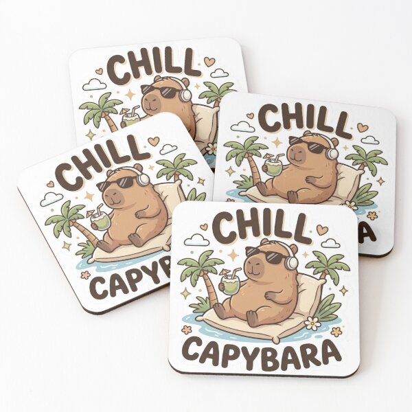 Item preview, Chill Capybara Sticker – Cute Relaxing Animal Meme with Sunglasses & Coconut Drink | Funny Aesthetic Capybara Design designed and sold by Velmora Studio.