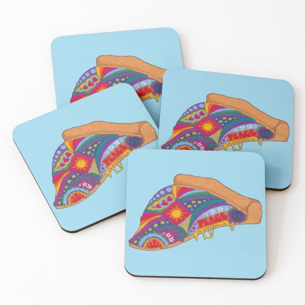 Item preview, Psychedelic Peace of Pizza Art Blue– Retro Hippie Rainbow Groovy Peace Design designed and sold by Kellie Espie Art.