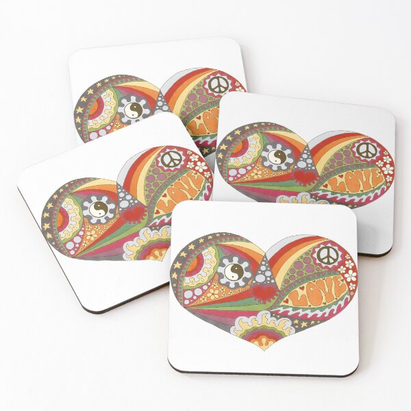 Item preview, Vintage Psychedelic Heart Art White– Retro Hippie Rainbow Groovy Peace Design designed and sold by Kellie Espie Art.