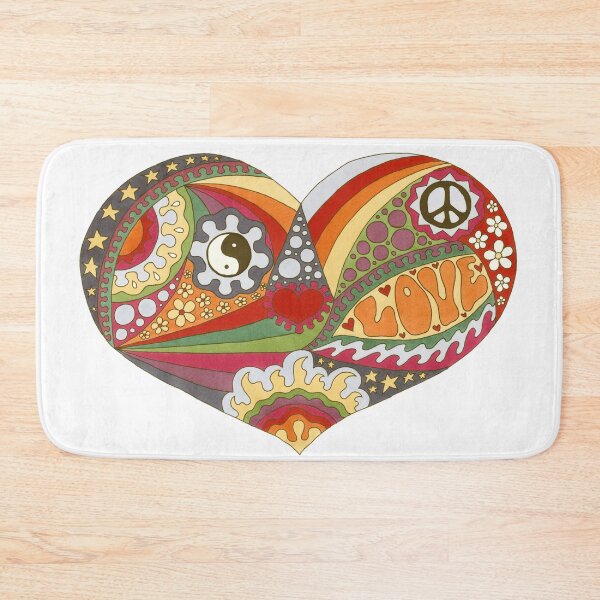 Item preview, Vintage Psychedelic Heart Art White– Retro Hippie Rainbow Groovy Peace Design designed and sold by Kellie Espie Art.